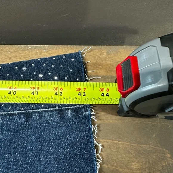 Judy Blue Women’s Dark Blue Flare Fit Jeans with Rhinestone Accents & Raw Hem - Picture 12 of 13